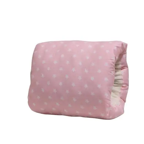 Produktbild: Stillkissen klein Stillmuff Ø20cm – Ministillkissen Baby Arm-Stillkissen Arm Kissen für unterwegs Reisestillkissen Baumwolle Dinosaurier Weiß (Pink)