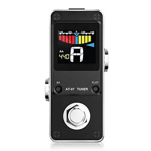 Produktbild: Stimmgerät-Pedal, LEKATO Chromatisches Stimmgerät-Pedal mit zwei Modi für Gitarre und Bass - Mini Stimmgerät Pedal mit LCD-Display für Chromatisches Instrumenten - Tonhöhen-Kalibrierung & Flat Tuning