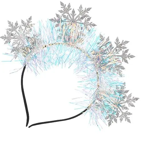 Produktbild: Stirnbänder Schneeflocken-Stirnband Glitzer-Lametta-Stirnband Weihnachts-Haarband Haarreifen Kopfbedeckung Zubehör Urlaub Party Gastgeschenke Für Frauen Kostüm Silber