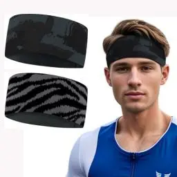 Produktbild: Stirnband Sport - Breit Schweißband Stirn für Herren und Damen, Schnelltrocknend Haarband für Fitness Joggen Laufen Reiten Wandern Tennis und Yoga