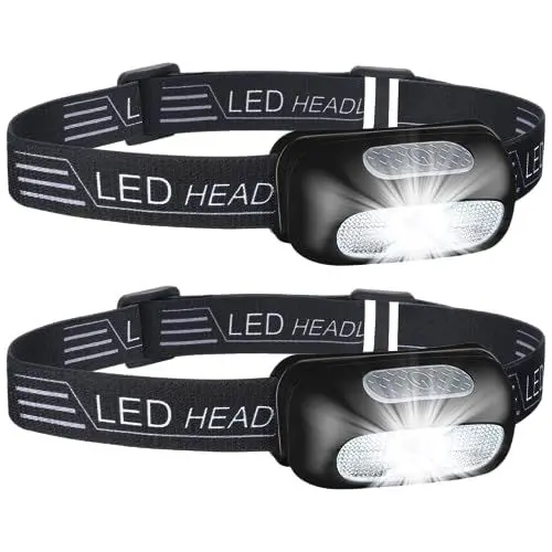 Produktbild: NREDXOON Stirnlampe Led 200 Lumen: Wiederaufladbare Kopflampe mit USB-C - IPX4 Wasserdicht für Camping/Joggen/Wandern/Angeln(2 Stück)