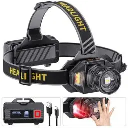 Produktbild: Stirnlampe Led Wiederaufladbar，Superhell 120000 HOCH LUX Kopflampe Stirnlampe mit 12 Modi & Sensor & IPX7 Wasserdichte & 90° Verstellbar stirnlampe Led Für Outdoor Camping