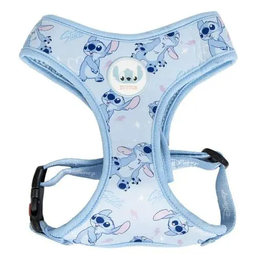 Produktbild: Stitch Hundegeschirr, bequem und verstellbar, ideal für Spaziergänge und Training, Robustes und atmungsaktives Material (Light Blue, S-M)