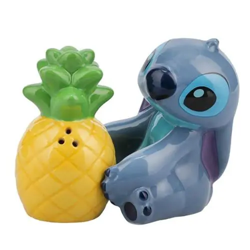 Produktbild: Stitch and Pineapple Salz- und Pfefferstreuer – offiziell lizenziertes Disney Lilo Keramik-Set für Küche und Heimdekoration, Einweihungsgeschenk Paladone