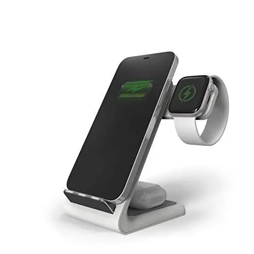 Produktbild: STM Bags ChargeTree Swing kabellose 3in1 Ladestation kompatibel mit Apple iPhone, Apple AirPods und Apple Watch (Qi Zertifiziert | 1m USB-C auf USB-C Kabel inklusive) - Weiß