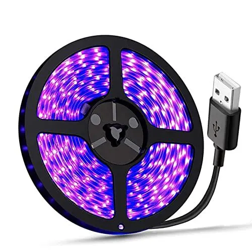 Produktbild: ST.MARY TINO USB 2M Schwarzlicht led Streifen UV Licht led DC5V 395nm 6.56FT SMD 2835 120LEDs IP65 Wasserdicht Super Bright LED Strip Lights for Fluorescent Dance Party Body Paint Bühnenbeleuchtung