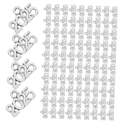 Produktbild: STOBAZA 100st 2025 Anhänger Kit Zur Herstellung Von Charm-armbändern Halskettenanhänger Selber Machen Anhänger Zum Basteln Reize Hängende Verzierung Für Taschen Kappe Silver Zinklegierung