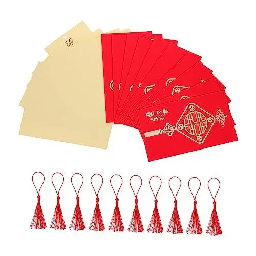 Produktbild: STOBAZA 10St Hochzeitseinladung Save-the-Date-Karten für Hochzeiten Chinesische Glücksumschläge Geschenkkarte Hochzeitsdekorationen für die Zeremonie romantische hochzeitskarte leer Quaste