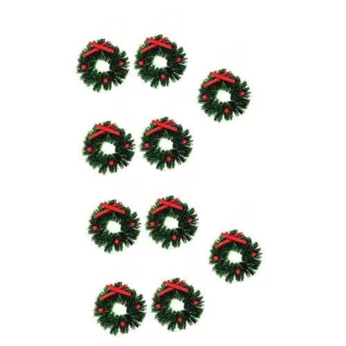 Produktbild: STOBAZA 10 STK Weihnachtskranz Mini-Tannenkranz puppenhaus weihnachtsschmuck Mini-Kränze Christmas Village weihnachtsbacken Girlande Puppenhaus Kranz Mini-Weihnachtskränze Plastik
