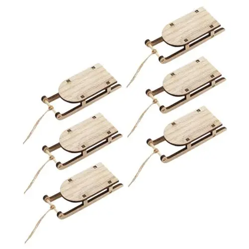 Produktbild: STOBAZA 18 STK Schlitten weihachtsdeko weihnacjtsdeko weihnachsdekorationen sled holzdeko schneeschliten Sleigh Ride Mini Spielzeug Schneekugel Tischdekoration hölzern Beige