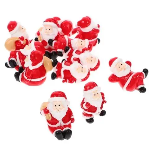 Produktbild: STOBAZA 24 Stück Weihnachtsmann Ornamente Mikroszene Weihnachtsschmuck Rot Glänzend Harz Kunstharz