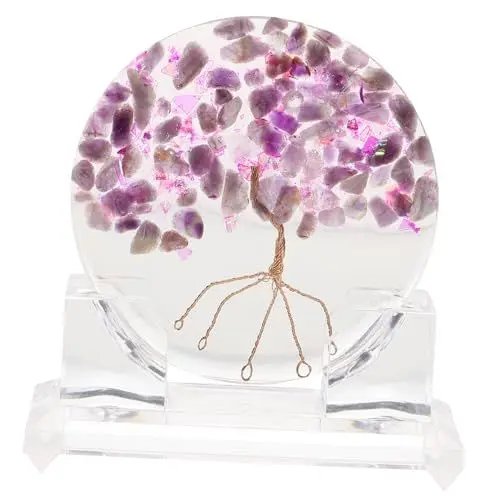 Produktbild: STOBAZA 2stücke Epoxidharz Kristallbaum Dekoration Für Schreibtisch Handgefertigter Naturstein Baum Mit Transparentem Basis Schöne Und Fotodekoration Für Feng Shui Und Wohlstand