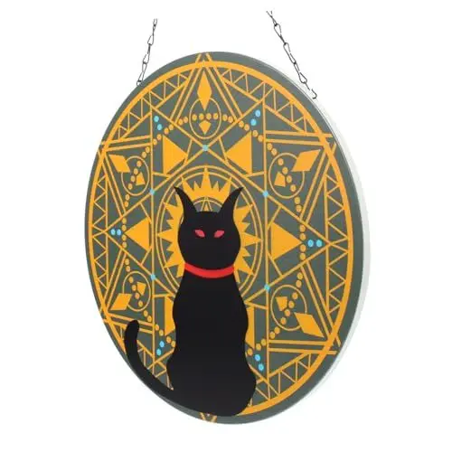 Produktbild: STOBAZA 2st Schmiedeeiserner Scheibenanhänger Katze Wanddekoration Retro- Halloween-ornamente Katzenkunst-wandskulptur Halloween-dekorationen Katzen- Runder Anhänger Metall