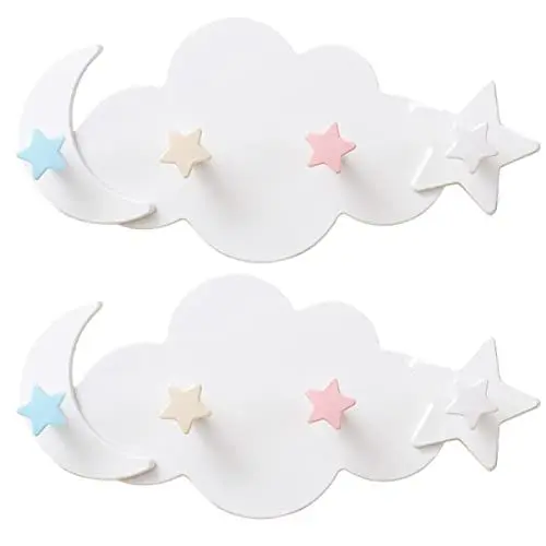 Produktbild: STOBAZA 2 Stücke Stern Mond Wolke Haken Dekorative Haken Klebstoff Weiß Für Home Decor Küche Bad