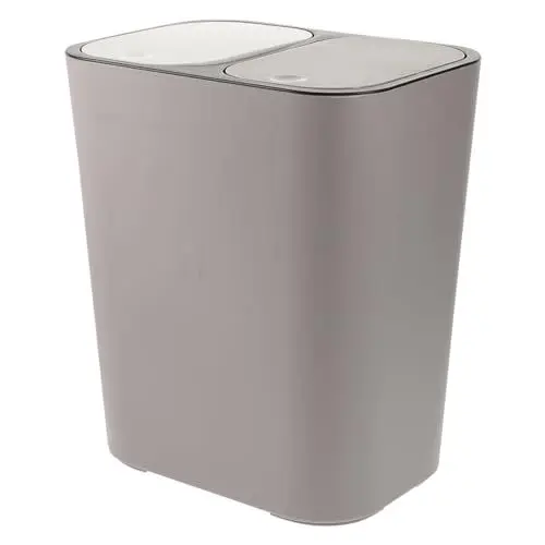 Produktbild: STOBAZA Doppel-Mülleimer Kunststoff-Mülleimer Für Die Küche 2 Fächer Klassifizierte Mülleimer Recycling-Mülleimer Für Die Küche Zu Hause Im Büro Grau