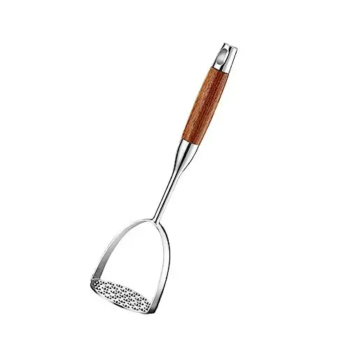 Produktbild: STOBAZA Kartoffelstampfer Aus Edelstahl Kartoffelstampfer Mit Holzgriff Gemüsestampfer Handwerkzeug Kartoffelpresse Kartoffelpüree Presse Avocado-Kartoffelsieb Bohnenküchenzubehör