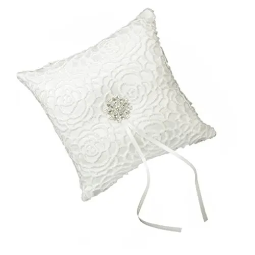 Produktbild: STOBAZA Ringkissen Kuschelkissen Rustikales Ringkissen Ehering Das Ringträger Die Ringe Spitze Kristall Rose Ehering Box Ringhalter Weiß Braut Hochzeit Ringel