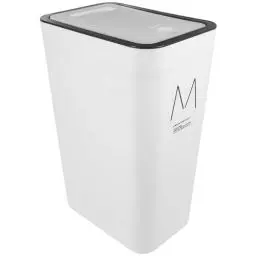 Produktbild: STOBAZA Schlanker Mülleimer Mit Deckel 10 L Schmaler Badezimmer-Mülleimer Müllbehälter Mülleimer Papierkorb Mülleimer Mülleimer Für Badezimmer Wohnzimmer Büro Küche Weiß