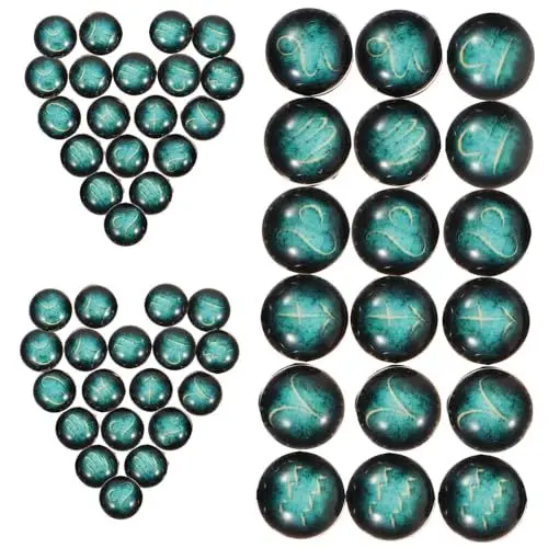 Produktbild: STOBOK 100 Stk Zwölf Konstellationen Muster Zeit Edelstein Glas Ring Halskette Schlüsselanhänger Diy Schmuck Zubehör Schmuckherstellung, Edelsteinanhänger Runde Nudeln