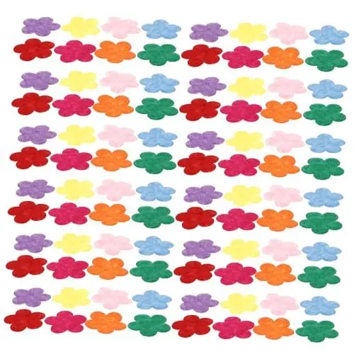 Produktbild: STOBOK 100 Stück Stoff-Blumen-Applikation Stickerei-Flicken Blumen-Flicken Für Haarspangen Bastelbedarf Eleganter Dekorativer Bastelstoff