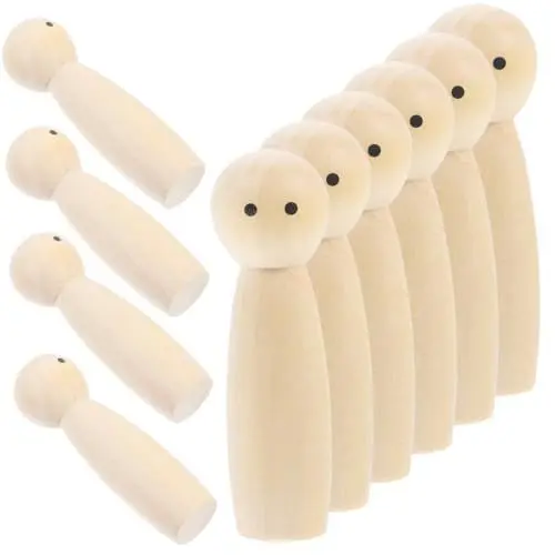 Produktbild: STOBOK 10St DIY-Puppe leer unvollendete Puppe Spielzeugfiguren unbemalte Peg-Puppen Miniatur Kinder holzspielzeug holzdeko Puppendekor aus Holzpflöcken holzhandwerk selber Machen hölzern