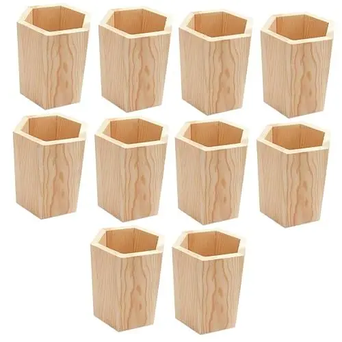 Produktbild: STOBOK 10 Stück Stifthalter Aus Kiefernholz, Pine Stifthalter Stift Organizer, Mini Schreibtisch Organizer, Holz Geometrischer Stifthalter Für Büromaterial