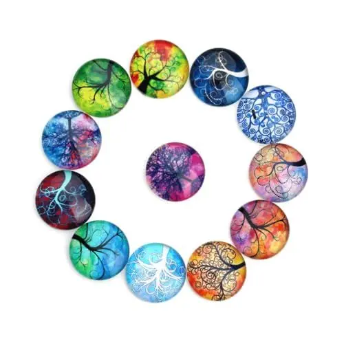 Produktbild: STOBOK 12St Glasperlen für Vasen Schmuck im individuellen Stil Edelstein Fliese Kristall-Cabochons Schmuckzubehör selber machen Runde Nudeln schmücken Anhänger Glasstein