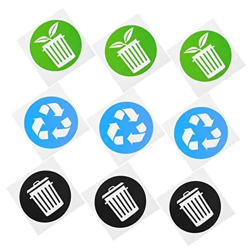 Produktbild: STOBOK Mülltonnenaufkleber 12er-pack Müllrecycling-aufkleber Selbstklebende Pvc-aufkleber Zur Abfallsortierung Fördern Den Umweltschutz