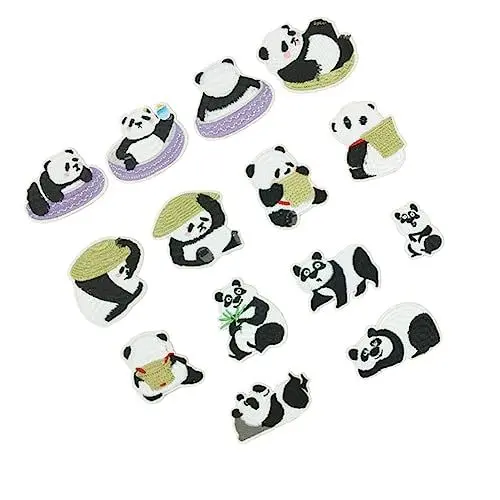 Produktbild: STOBOK 14stücke Panda-stoffaufnäher Stickerei-applikation Zum Aufbügeln Oder Aufnähen Für Jacken Jeans Taschen Kleidung Bastelprojekte Dekoration
