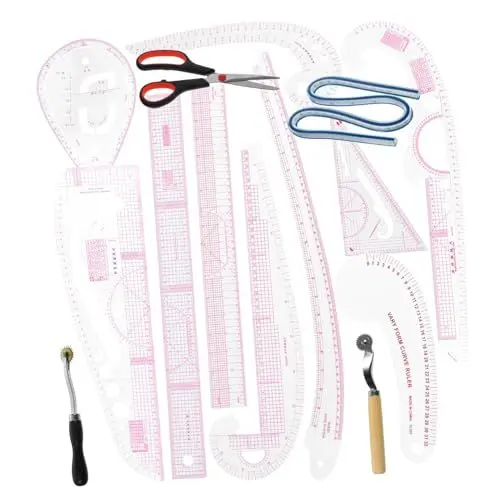 Produktbild: STOBOK 14st Schneidelineal Kleidungsrichtlinie Quiltschablone Lineal Quilt-lineal Schnittmusterpapier Kopierrad Für Nähmuster Kleiderlineal Nählineal Nähwerkzeuge Pvc Gradierlineal