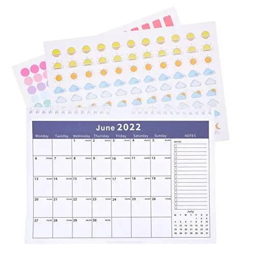 Produktbild: STOBOK 1Set2022 Block Stehende Blöcke Januar Monatskalender Bindung + Montierter Organizer Wandnotizen. Wire Schreibtisch Wandplaner Marinepapier Zeitplan Dicke Monatliche Home