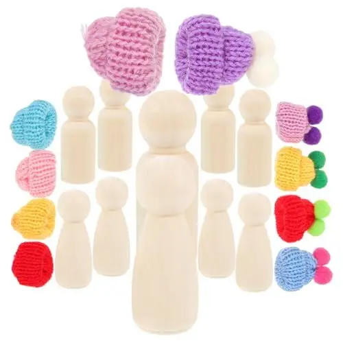 Produktbild: STOBOK 1 Satz Bemaltes Puppenspielzeug Menschenfiguren für Kinder Mini-Spielzeug Kinderpuppen kinder holzspielzeug dekoration weihnachten DIY Holzpuppe Leute mit Hüten festnageln hölzern