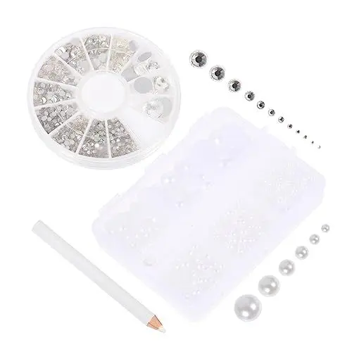 Produktbild: STOBOK 1 Satz Imitationsperle flacher Diamant multifunktionale Halbperlen weiße Stifte Nagelzubehör Handy-Zubehör dekorative Halbperlen Diamant-Charme eben schmücken Material Harz