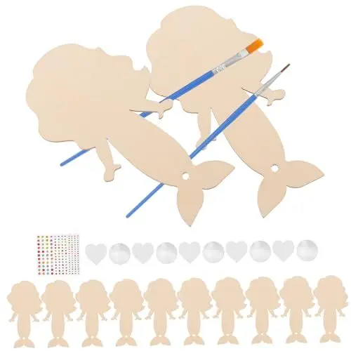 Produktbild: STOBOK 1 Satz Meerjungfrauenspiegel unvollendeter Handspiegel Reisekosmetikspiegel dekorativer DIY-Spiegel Kleiner Spiegel aus Holz hölzern andere Holzprodukte Material
