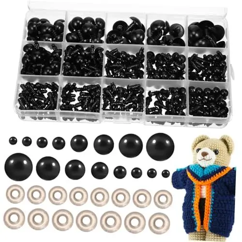 Produktbild: STOBOK Kunststoffaugen Zum Basteln Schwarze Augen Für Puppen Ersatzaugen Mit Unterlegscheiben Einfache Aufbewahrungsbox