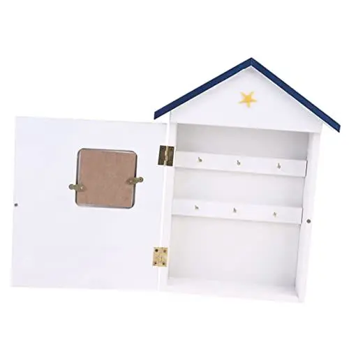 Produktbild: STOBOK 1stk Dekorative Schlüssel Schlüsseletui Aus Holz Wandschlüssel-Organizer Rustikaler Schlüsselschrank Schließfächer Für Schlüssel Schlüsselkasten Weiß Schlüsselhalter Hölzern