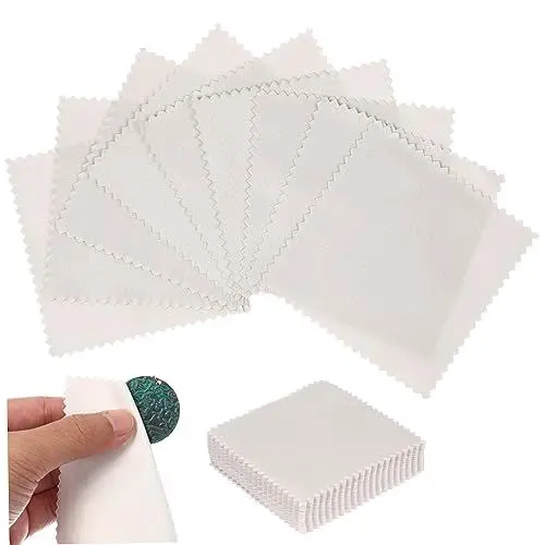 Produktbild: STOBOK 200 Stk mikrofasertücher mikrofasertuch Reinigungstuch für Schmuck Schmuckreinigungstuch-Packung Schmuckpflege mehrschichtig silbernes Wischtuch Kratzfest Tuch abwischen Halskette