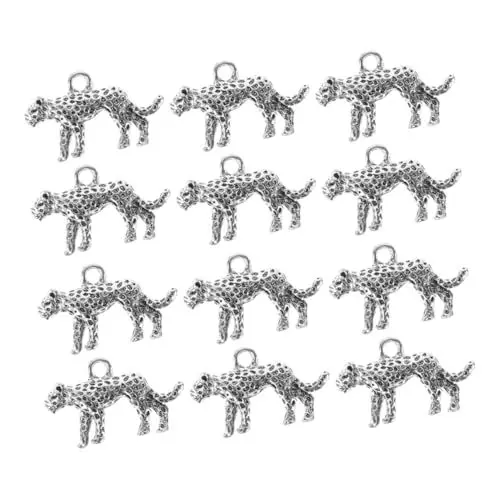 Produktbild: STOBOK 20St Schmuckzubehör tierischer Charme kleine Haustieranhänger Leopardenperlen Tier-Anhänger-Charme Dschungeltieranhänger Tierarmbänder Leoparden-Halskettenanhänger Legierung Silver