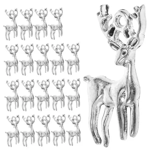 Produktbild: STOBOK 20st Kitz-anhänger Weihnachtsarmband Charme Elch-anhänger Silberne Anhänger Weihnachtsschmuck Charms Antike Reize Goldanhänger Für Armbänder Charms Für Armband Silver Zinklegierung