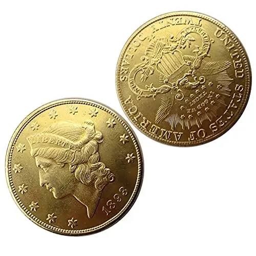 Produktbild: STOBOK 2Pcs Antike Gedenkmünze USA Vereinigten Staaten Amerikanischen Liberty Dollar Münze Retro Alten Münzen Sammeln Souvenir Geschenk (Goldene)