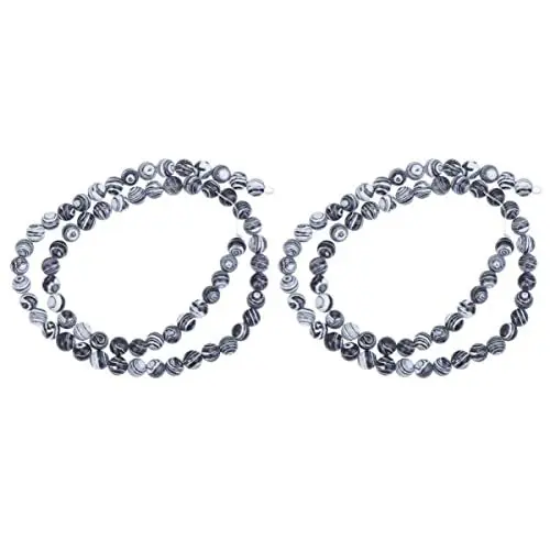 Produktbild: STOBOK 2 Stränge Schwarze Runde Perlen Charms Zur Schmuckherstellung Zubehör Für Armband/schlüsselanhänger