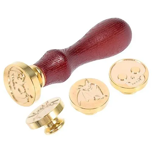 Produktbild: STOBOK 2 Sätze Siegel Briefumschlag-Stempel Halloween-Zubehör geschenkpaket stempel bastelzeug the craft Hochzeitsdekoration Retro-Wachsstempel-Kit Halloween Stamper Dekoration Metall