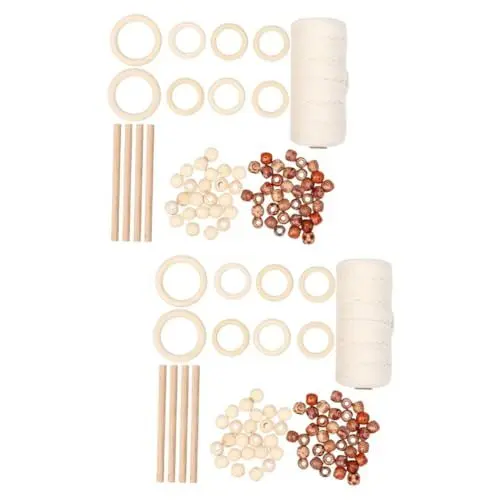 Produktbild: STOBOK 2 Sätze À 133 Stück Werkzeugset aus gewebtem Baumwollseil bastelkasten bastelmaterial Makramee-Zubehör-Kit Abstandshalter aus Holz Tapisserie DIY gewebter Gobelin-Seil-Kit hölzern