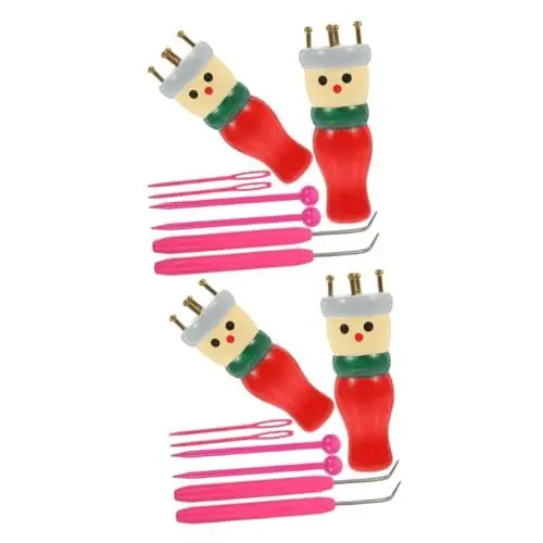 Produktbild: STOBOK 2 Sets Holzpuppen Strickgarnspulen Puppenstricknadeln Zubehör Garnstrickpuppe Französisches Strickset Französische Spule Strickmaschine Strickwebstühle Spulenstrickpuppe
