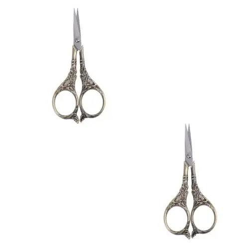 Produktbild: STOBOK 2stücke Antike Nähschere Mit Lilienmuster Präziser Fadenschneider Kreuzstichschneider Trimm-nipper Aus Rostfreiem Edelstahl Für Handarbeiten Und Kreative Projekte Antikes Cyan