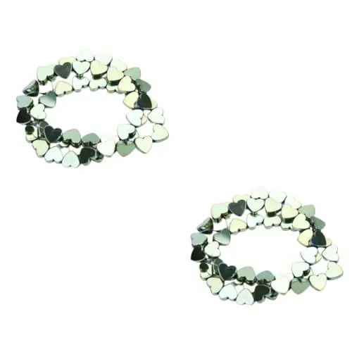 Produktbild: STOBOK 2 Stück 50 Stück Bastelperle Machen Hämatit-anhänger Edelstein Holzblöcke Basteln Diy Schlangenkette Perle Halskette Mit Schlangenkette Herz Halskette Metallspieß Perlen