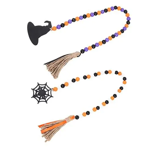 Produktbild: STOBOK 2 Stück Schnur Halloween-quastenperlen Halloween-perlengirlande Halloween-Girlande Zuhause Perlengirlanden Partydekorationen Zum Aufhängen Halloween-wanddekoration Hanfseil