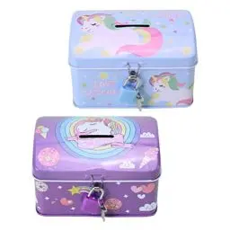 Produktbild: STOBOK 2 Stücke Sparbox Mit Schlüssel Einhorn Spardose Sparschwein Kinder Sparbüchse Einhorn Muster Piggy Bank Spartopf Mädchen für Geschenkidee Geburtstag ( zufälliger Stil )