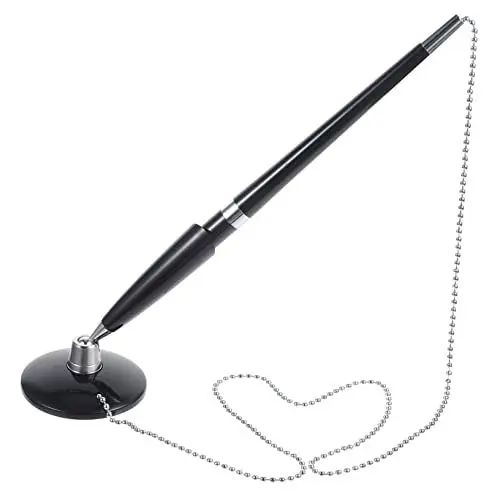 Produktbild: STOBOK 2st Gegenschreiber Mit Stiftkette Schwarze Schreibstifte Gästebuchstift Schreibtischfester Stift Sicheren Gegenstift Sicherheitsstift-set Haupt Student Pp Dekorativer Stift