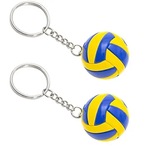 Produktbild: STOBOK 2 Stücke Kleine Volleyball Schlüsselanhänger Sport Volleyball Schlüsselanhänger 3D Volleyball Schlüsselanhänger Tasche Ornamente Sport Party (Blau Gelb)